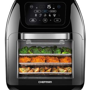 CHEFMAN 10L XL Multifunctional Digital Air Fryer with Rotisserie, Dehydrator, and Convection Oven – 17 Contact Display Presets for Frying, Roasting, Dehydrating, and Baking, with…