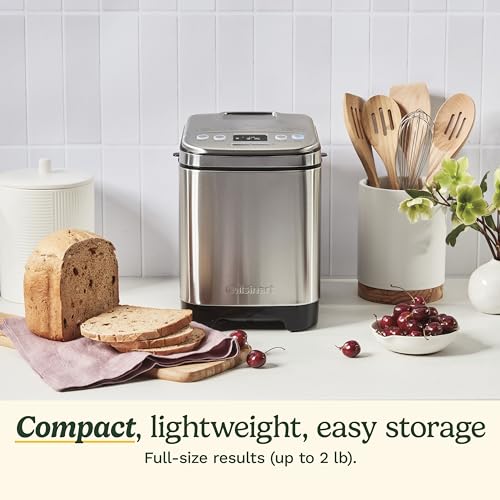 Cuisinart CBK-110P1 Automated Compact Bread Maker, Customizable Settings for As much as 2lb Loaves, Silver and Black