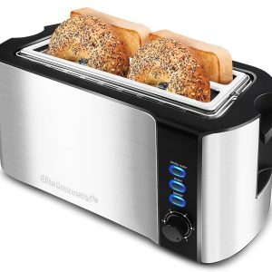 Elite Gourmand ECT-3100 Lengthy Slot 4-Slice Toaster with Reheat, 6 Toast Settings, Defrost, Cancel Features, Constructed-In Warming Rack, Further Huge Slots for Bagels and Waffles,…