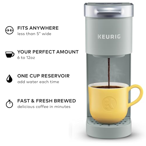 Keurig Ok-Mini Compact Single Serve Espresso Maker with Ok-Cup Pod, Brew Sizes from 6 to 12oz, Wire Storage Included, Preferrred for Restricted Area, Studio Grey