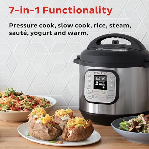 Mini Electrical Strain Cooker 7-in-1 Instantaneous Pot Duo: Features as a Gradual Cooker, Rice Cooker, Steamer, Sauté Pan, Yogurt Maker, Hotter, and Sterilizer, Comes with Free App...