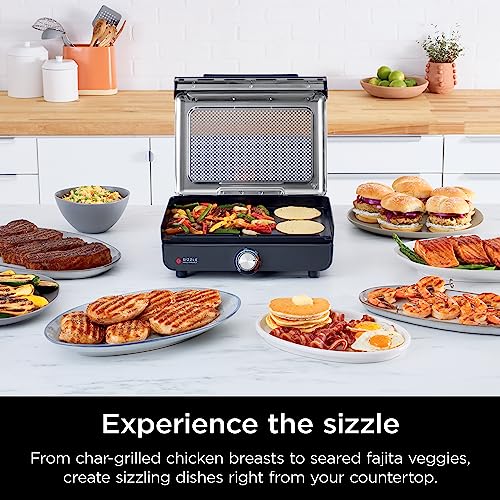 Ninja 14'' Electrical Griddle and Indoor Grill - Excellent for Steak, Burgers, Salmon, Greens, and Extra - Nonstick Pancake Griddle, Dishwasher Secure, 500°F, Even Cooking, Silver,...