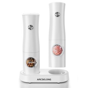 Rechargeable Electrical Salt and Pepper Grinder Set with Kind-C Base, No Batteries Required, Adjustable Coarseness Digital Spice Mill, Refillable Shakers